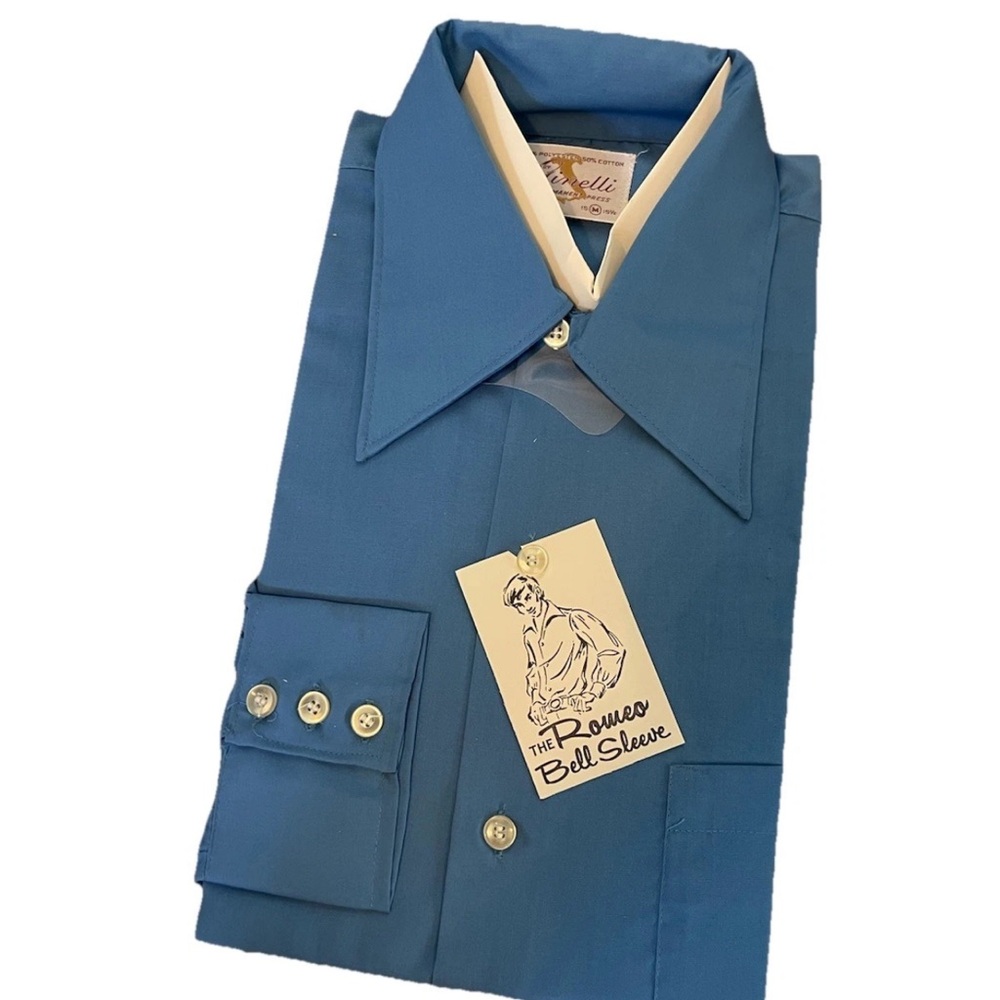🆕Ginelli Italy men’s Medium 15-15.5 Vintage 1960s Deadstock blue Romeo bell slv